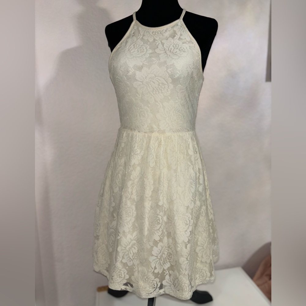 Abercrombie & Fitch cream lace halter dress with open back size S